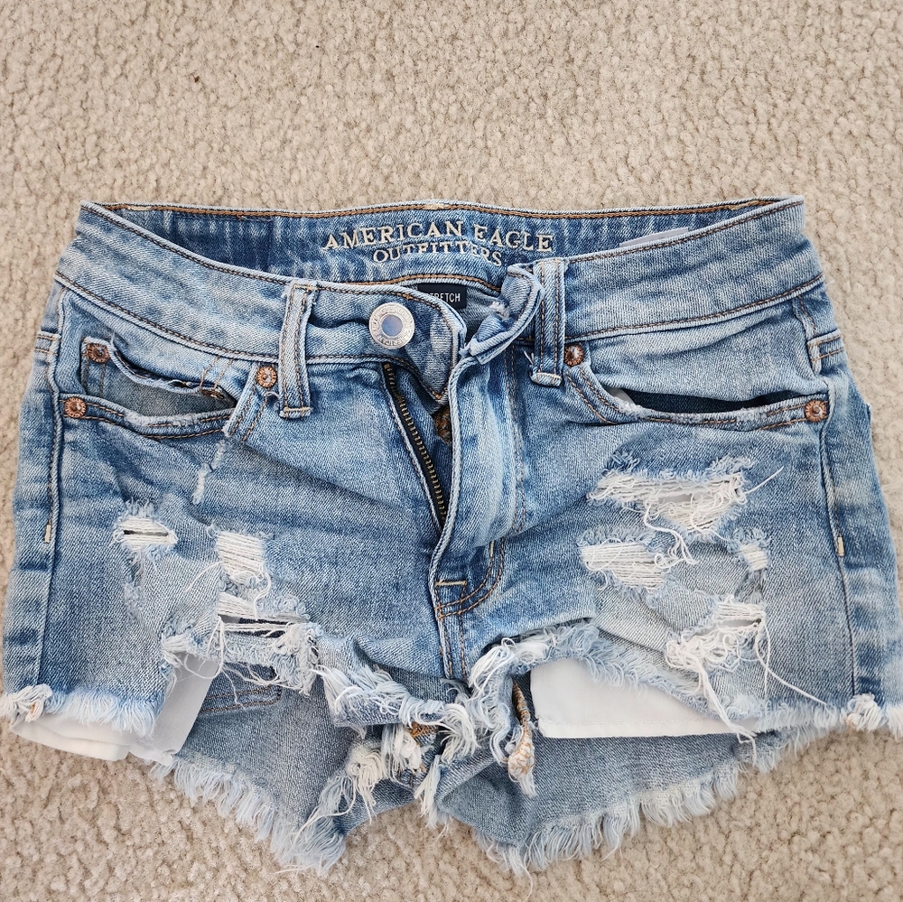 American Eagle Outfitters Blue Cut-Off Jean Shorts